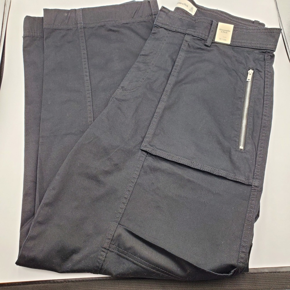 Abercrombie Fitch Black Barrel Utility cargo Pants Womens 34 waist 31 inseam